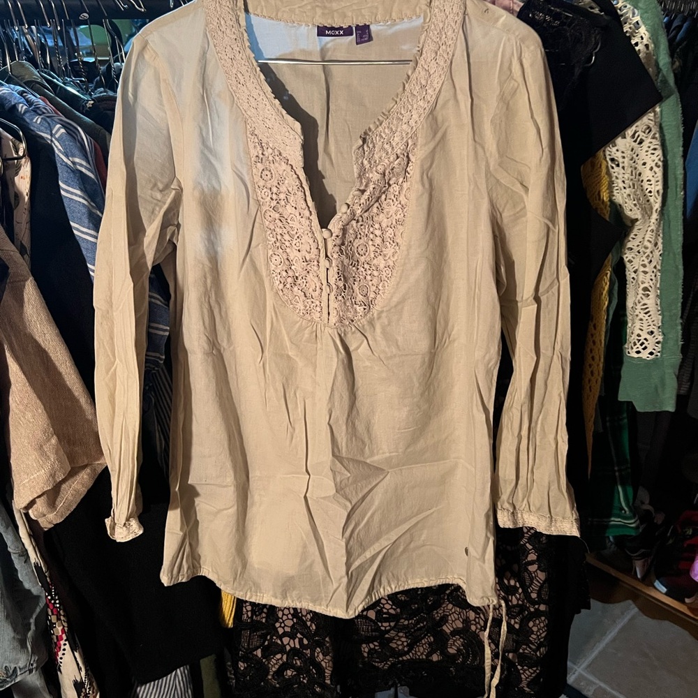 Mexx Cream Lace Detail Blouse
